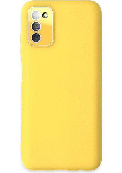 Samsung Galaxy A03S Kılıf Lansman Glass Kapak - Sarı