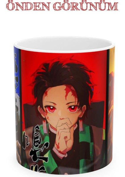 Demon Slayer "tanjiro, Inosuke ve Zenitsu" Baskılı Canlı Renkli Porselen Kupa Bardak fırsatları