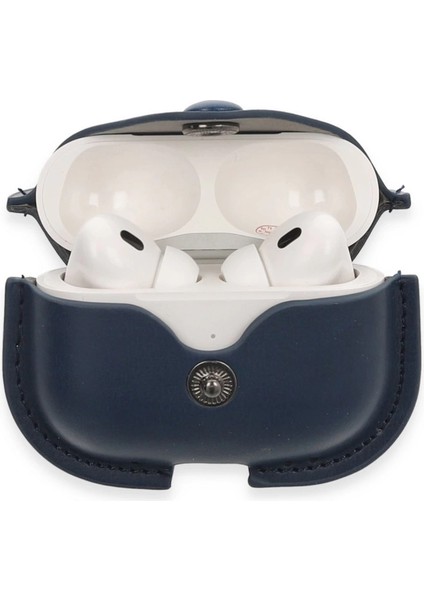 Airpods Pro 2 (2.nesil) Çanta Deri Kılıf - Lacivert modelleri