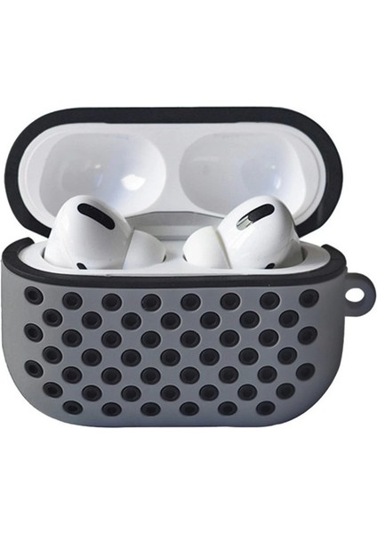 Airpods Pro 2 (2.nesil) Spor Delikli Kılıf - Gri-Siyah