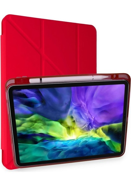Ipad Pro 11 (2018) Kılıf Kalemlikli Mars Tablet Kılıfı - Kırmızı