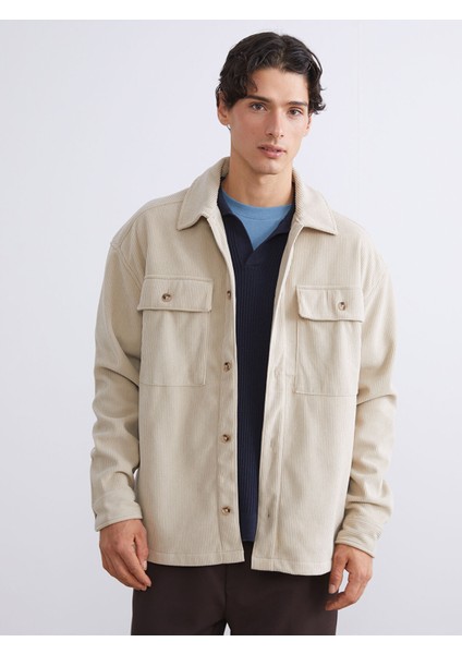Yeni Sezon Rahat Kalıp Uzun Kollu Kadife Erkek Gömlek Ceket