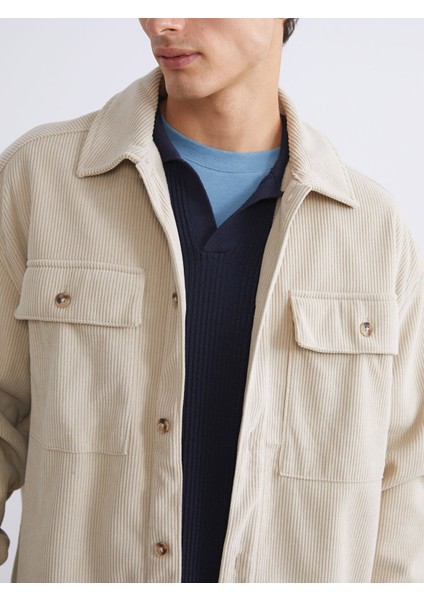 Yeni Sezon Rahat Kalıp Uzun Kollu Kadife Erkek Gömlek Ceket modelleri