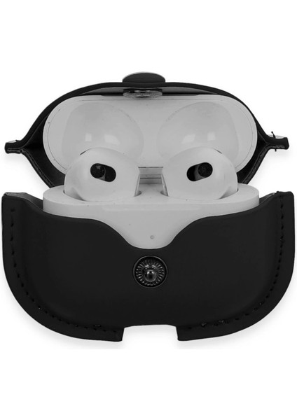 Airpods 3 (3.nesil) Çanta Deri Kılıf - Siyah modelleri