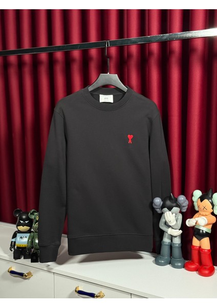 Erkek Sweatshirt Siyah Konforlu Günlük Seri