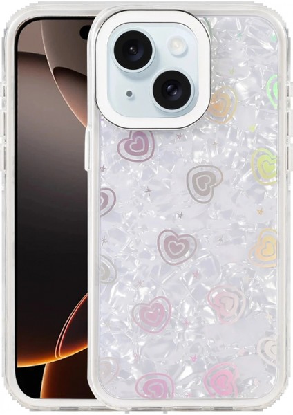 Ieg Apple iPhone 15 Lumi Desenli Kapak - Beyaz