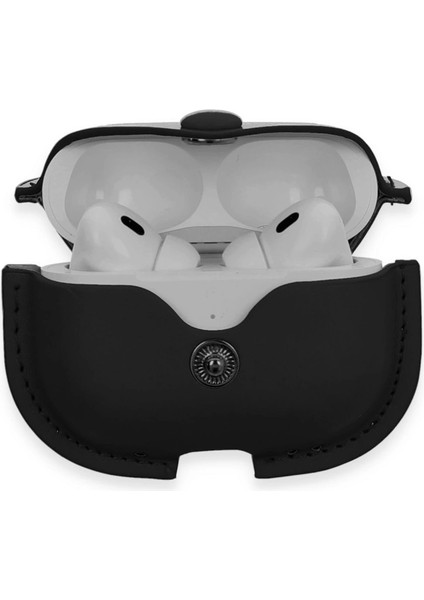Airpods Pro 2 (2.nesil) Çanta Deri Kılıf - Siyah modelleri
