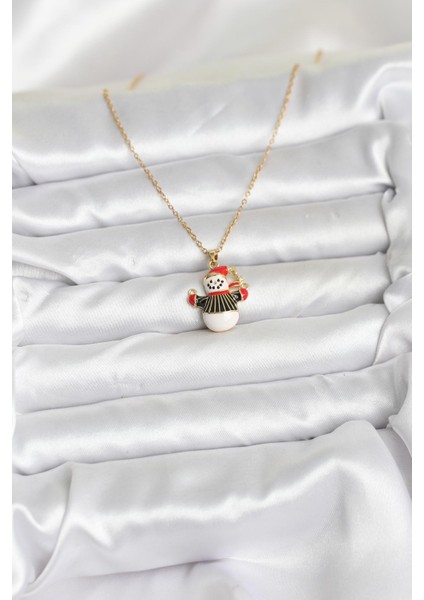 316L Çelik Zincir Gold Renk Kardan Adam Figürlü Yılbaşı Temalı Kadın Kolye - Lisinya fiyatları