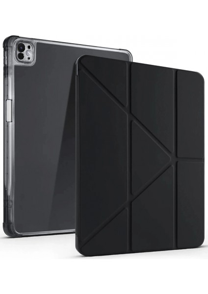 Ieg iPad Air 13 (2024) Kılıf Kalemlikli Mars Tablet Kılıfı - Siyah