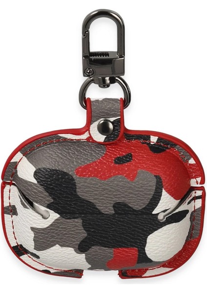 Airpods 3 (3.nesil) Çanta Kamuflaj Deri Kılıf - Kırmızı fiyatları