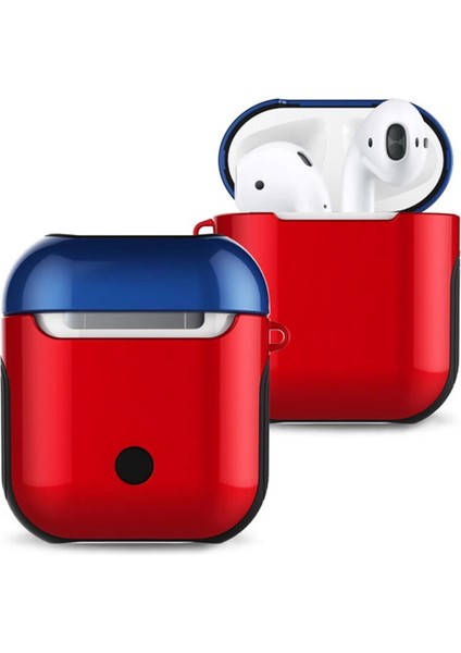 Airpods 2 (2.nesil) 3in1 Kılıf - Kırmızı-Lacivert