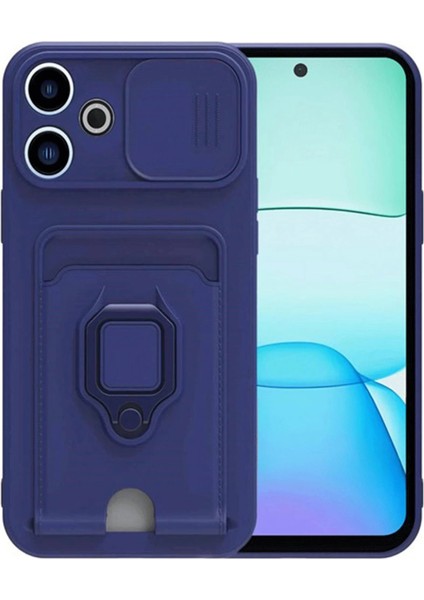 Xiaomi Redmi 13 4g Kılıf Zuma Kartvizitli Yüzüklü Silikon - Lacivert