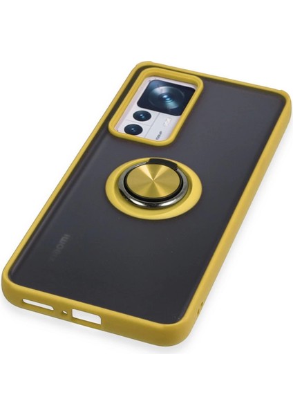Xiaomi Mi 12T Pro Kılıf Montreal Yüzüklü Silikon Kapak - Sarı indirimleri