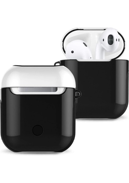 Airpods 2 (2.nesil) 3in1 Kılıf - Siyah-Beyaz