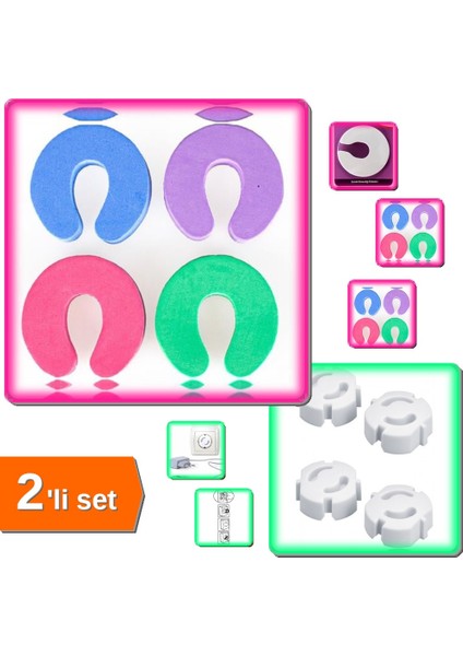 Kapı Durdurucu Sünger 4 Adet + Priz Kapağı 4 Adet - 2li Set W9H4T2