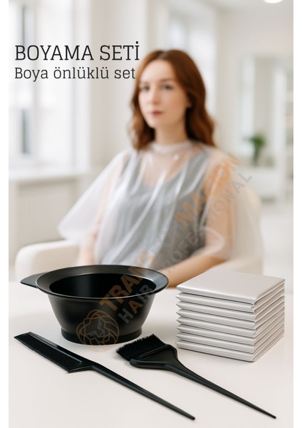Saç Boyama Seti 3’lü ve Saç Boya Önlüğü Tarak, Seti Fırça, Boya Kabı ile Profesyonel Uygulama Kolaylığı 722367