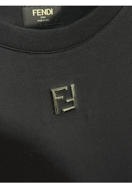 Si̇yah Erkek T-Shirt - Yeni Sezon Koleksiyonu Fendi Logo Baskılı fırsatları