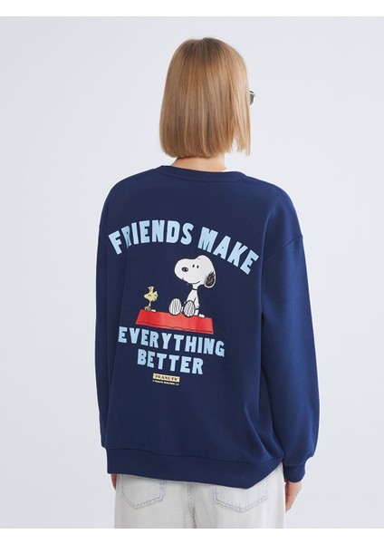 Yeni Sezon Snoopy Baskılı Oversize Kadın Kalın Sweatshirt fırsatları