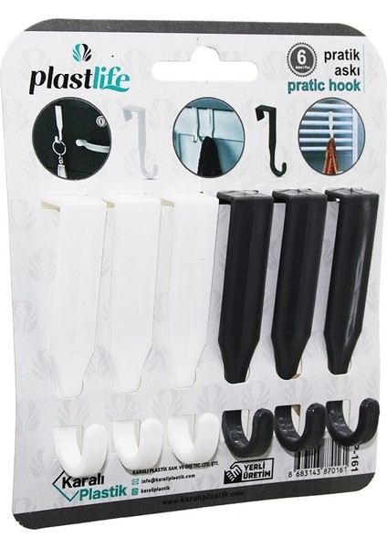 6pcs - Tek Kollu Çok Amaçlı - Tak Çıkar Pratik Plastik Askı (5358)