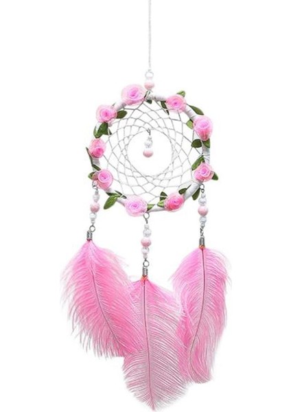 El Yapımı Kuş Tüyü ve LED Işıklı Dekoratif Asma Düş Rüya Kapanı (5358) fiyatları