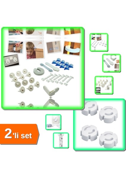 Çocuk Güvenlik Seti 30 Parça + 4 Adet Priz Koruma Kapağı - 2li Set W6E8K1