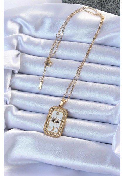 Bfs 316L Çelik Zincir Altın Renk Mineli Zirkon Taşlı Göz Figür Tarot Kolye fiyatları