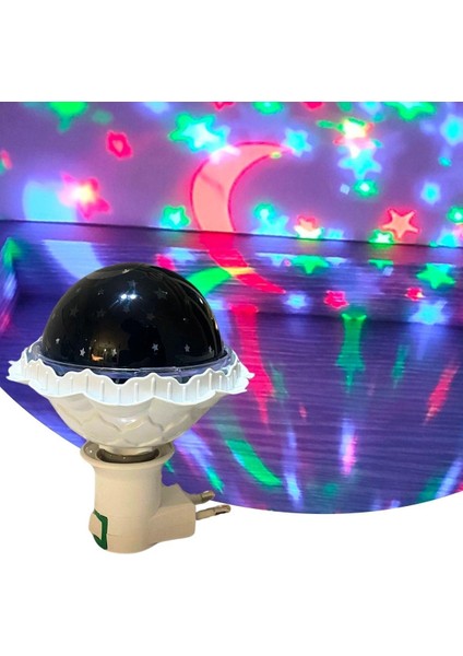 Kristal Gökyüzü Modlu Yıldızlı Hareketli 360 Derece Dönen Kristal LED Ampül (5358)