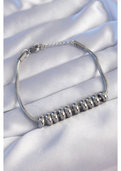 Bfs 316L Çelik Gümüş Renk Oval Figürlü Bileklik