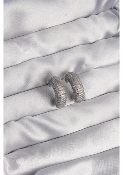 Bfs Pirinç Gümüş Renk Zirkon Taşlı Yarım Halka Küpe fiyatları