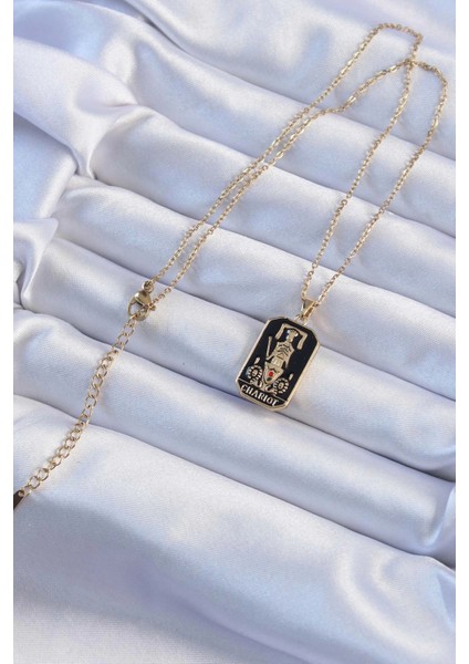 Bfs 316L Çelik Zincir Altın Renk Siyah Mineli Tarot Kolye fiyatları