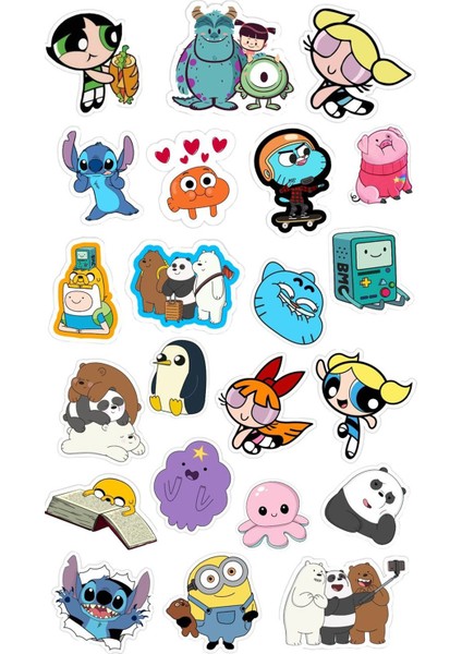 Karışık Anime Karakterler Telefon Laptop Notebook Tablet Defter Matara Stiker Etiket ST7037