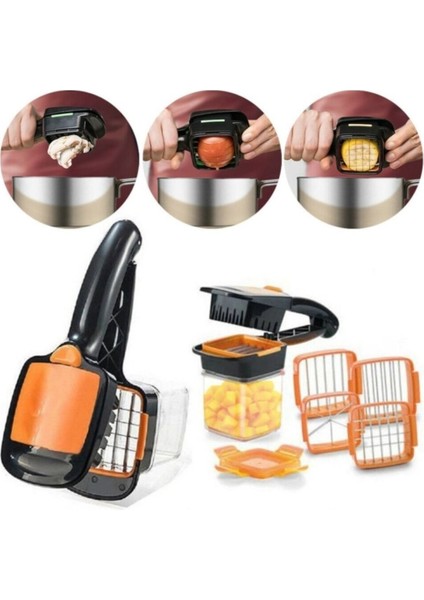 5 In 1 Pratik Hazneli Sebze Meyve Doğrayıcı + Makarna Süzgeci - Akıllı Makarna Süzgeci - 2li Set Q7U modelleri