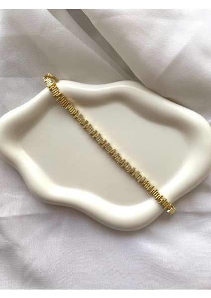 Alpjewel 316L Vıp Xuping Taşlı Dikdörtgen Formlu Altın Kaplama Bileklik Kararmaz fiyatları