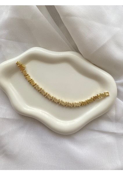 Alpjewel 316L Vıp Xuping Taşlı Dikdörtgen Formlu Altın Kaplama Bileklik Kararmaz fırsatları