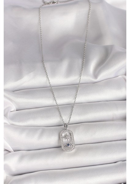 Bfs 316L Çelik Gümüş Renk Zincir Zirkon Taşlı Göz Yıldız Model Kadın Kolye fiyatları