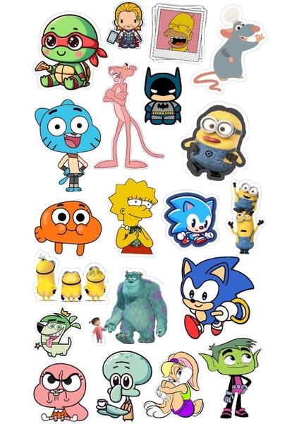 Karışık Anime Karakterler Telefon Laptop Notebook Tablet Defter Matara Stiker Etiket ST7072