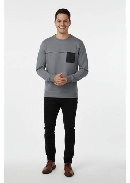 Erkek Mevsimlik Sıfır Yaka Sweatshirt BGL-ST04864