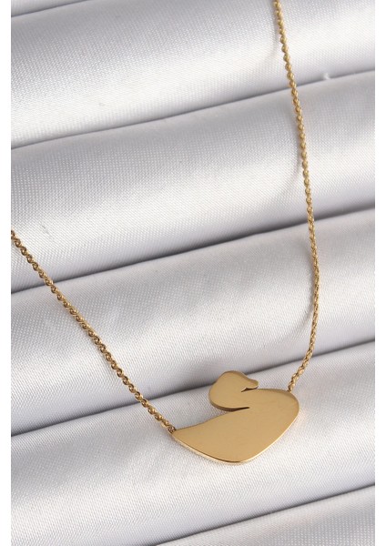 Bfs 316L Çelik Gold Renk Zincir Kuğu Model Kadın Kolye