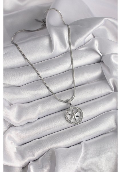 Bfs 316L Çelik Gümüş Renk Italyan Zincir Zirkon Taşlı Kutup Yıldız Model Kadın Kolye fiyatları