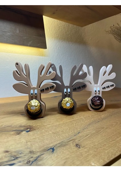Ferrero Rocher Burunlu Ren Geyiği Başı | Yılbaşı Masa ve Duvar Dekoru | 1 Adet