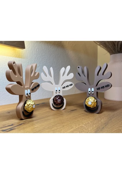 Ferrero Rocher Burunlu Ren Geyiği Başı | Yılbaşı Masa ve Duvar Dekoru | 1 Adet modelleri