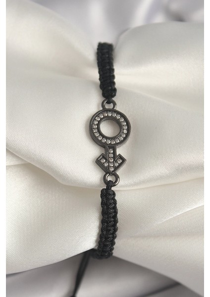 Bfs Pirinç Füme Renk Zirkon Taşlı Venüs Mars Asansörlü Makrome Model Kadın Bileklik