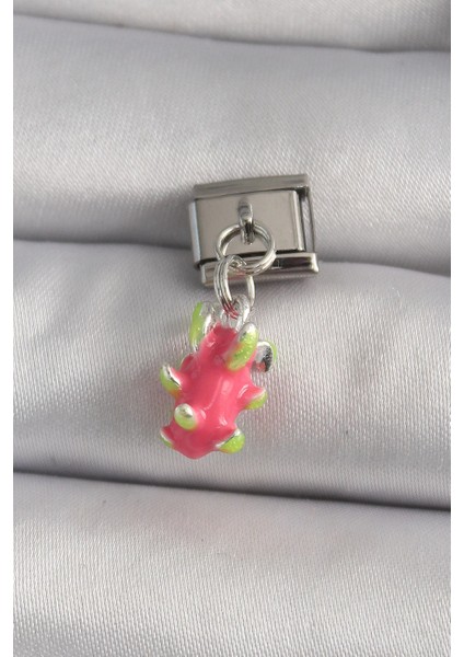 Bfs 316L Çelik Gümüş Renk Sallantı Ejder Meyvesi Model Nomination Charm