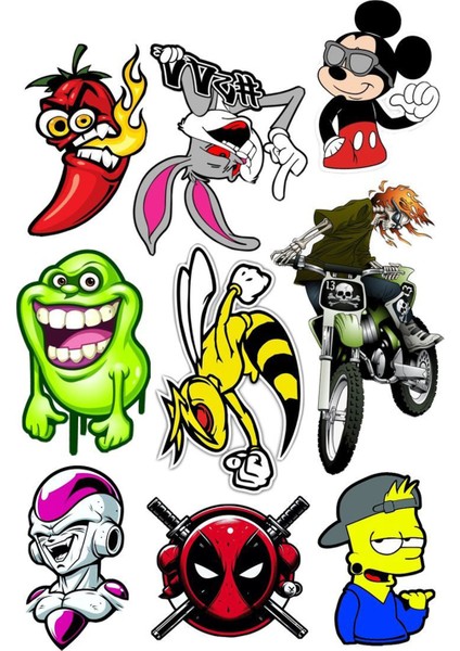 Karışık Anime Karakterler Telefon Laptop Notebook Tablet Defter Matara Stiker Etiket ST7088