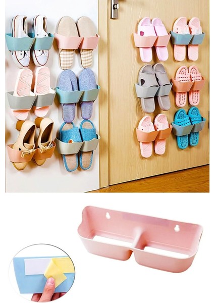 Banyo Terlik Tutucu - Kapı Arkası Pratik Raf - Terlik Tutucu Pembe modelleri