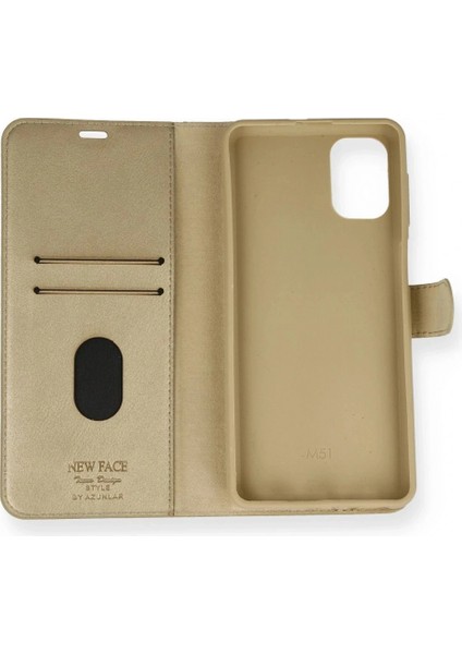 Ieg Samsung Galaxy M51 Trend S Plus Kapaklı Kılıf - Gold