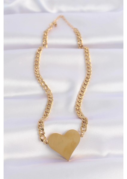 Bfs 316L Çelik Zincir Altın Renk Düz Plaka Kalp Kolye fiyatları