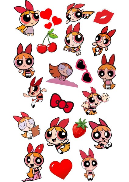 Powerpuff Girls Telefon Laptop Notebook Tablet Defter Matara Stiker Etiket ST7087