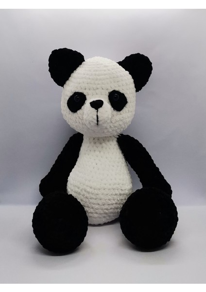Amigurumi Sevimli Panda Oyuncak El Yapımı Örme Kadife İp 45 cm