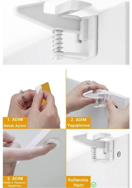 Bebek Çocuk Güvenliği Korumalı Yapışkan Çekmece ve Dolap Için Tutucu Gizli Güvenlik Kilidi